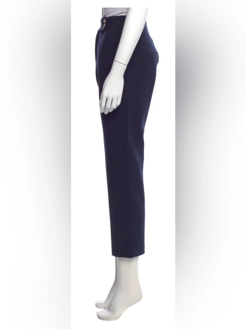 NWT Veronica Beard Size 8 Slim-Leg Renzo Pants, Navy/Gold